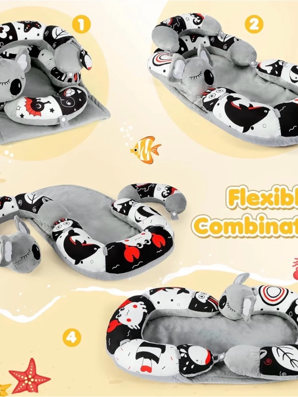High contrast tummy time play mat